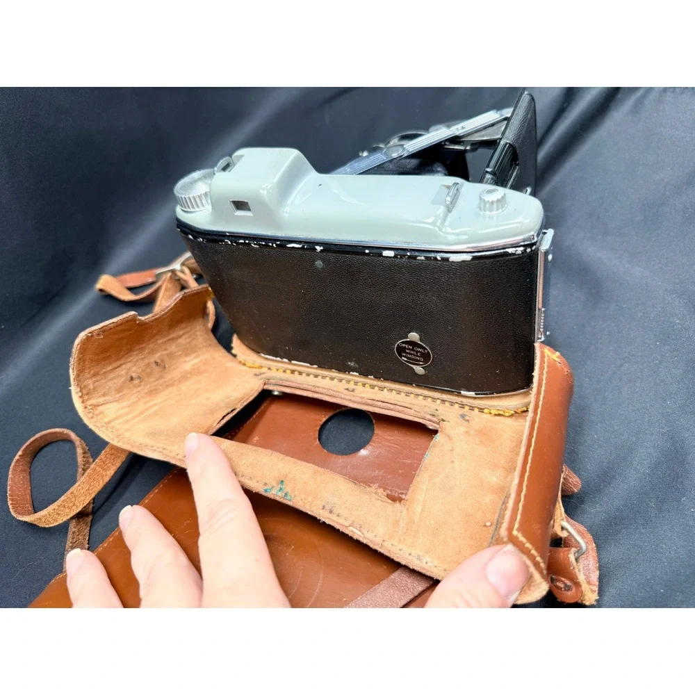 Vintage Kodak Tourist II Folding Camera 100mm f/8.8 Anaston Lens Leather Case